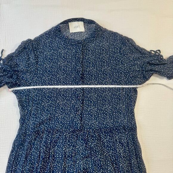 JUST Female Zoe Midi Dress Navy Floral Women's Small Peasant Scandi Boho Indie - Picture 11 of 16